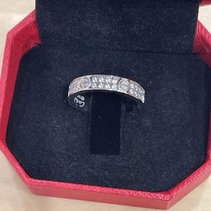 NEW Classic Premium Love Stainless Steel Ring With Crystals Stones